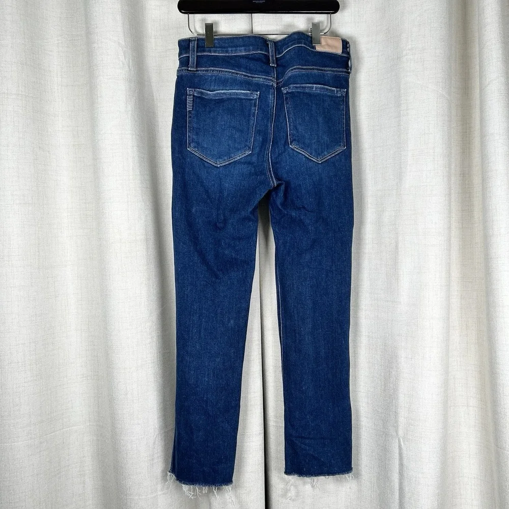 PAIGE Cindy High Rise‎ Straight Jeans 29 Mel Destroyed Hem Raw Hem Ankle
